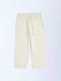 HOP Kids Off-White Textured Mid-Rise Cotton Trousers