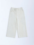 HOP Kids White Embroidered Relaxed-Fit High-Rise Jeans