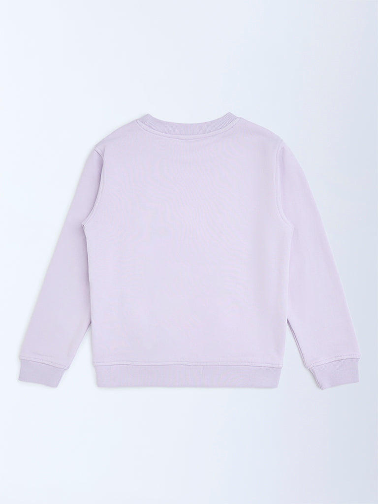 HOP Kids Lilac Embroidered Cotton-Blend Sweatshirt