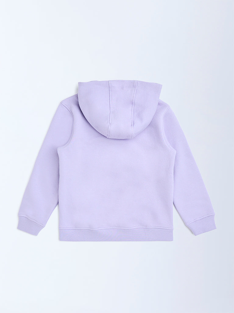 HOP Kids Lilac Floral Applique Cotton-Blend Hoodie