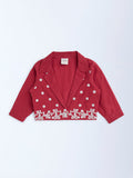 Utsa Kids Red Jamdani Cotton-Blend Jacket - (2-8yrs)