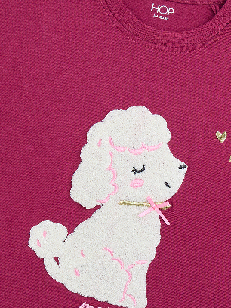 HOP Kids Red Animal Design Cotton T-Shirt