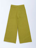 Utsa Kids Green Solid Cotton-Blend Pants - (8-14yrs)