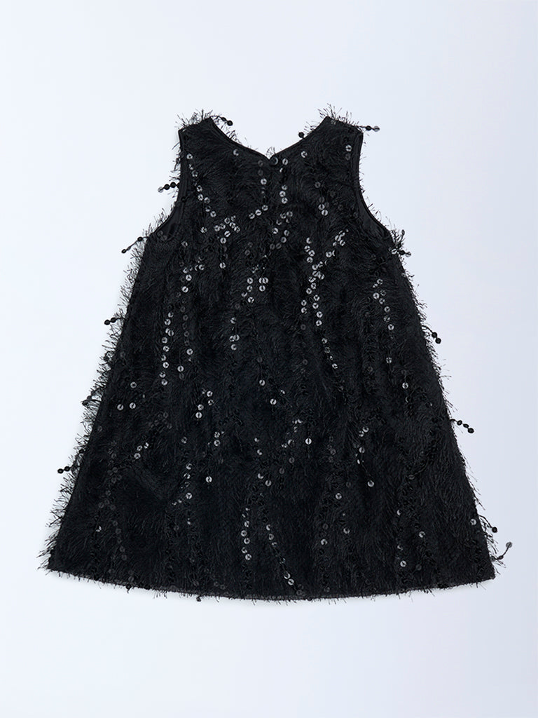 HOP Kids Black Sequin Embellished Party Dress