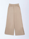 Y&F Kids Beige High-Rise Cotton-Blend Joggers