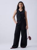 Y&F Kids Black Solid Waistcoat