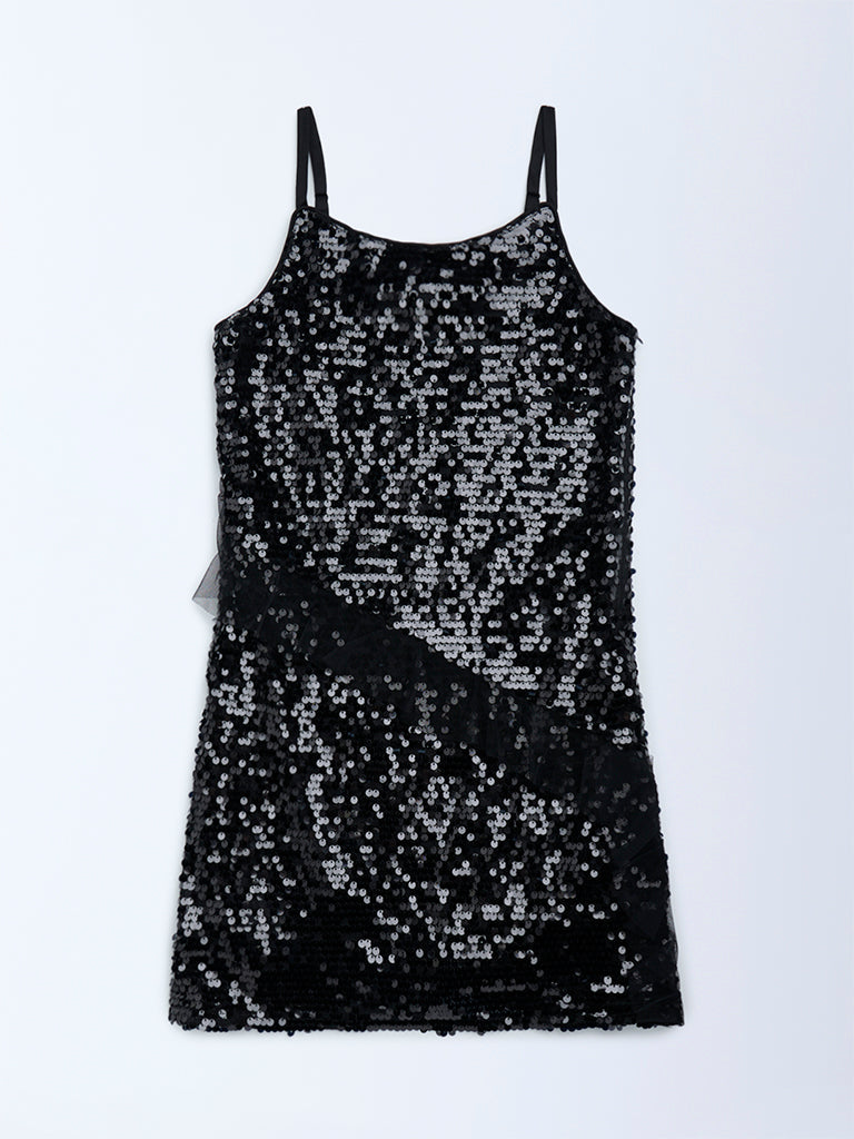 Y&F Kids Black Sequin Embellished Party Dress