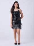 Y&F Kids Black Sequin Embellished Party Dress