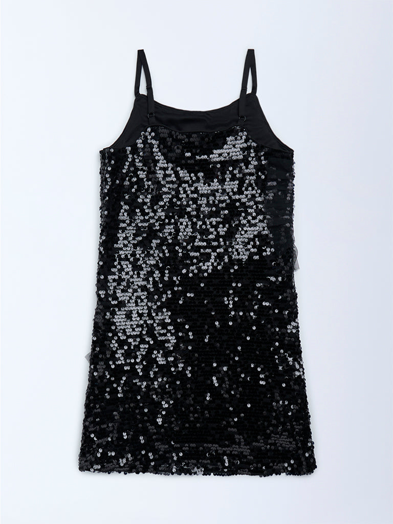 Y&F Kids Black Sequin Embellished Party Dress