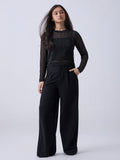 Y&F Kids Black Knit-Textured Top