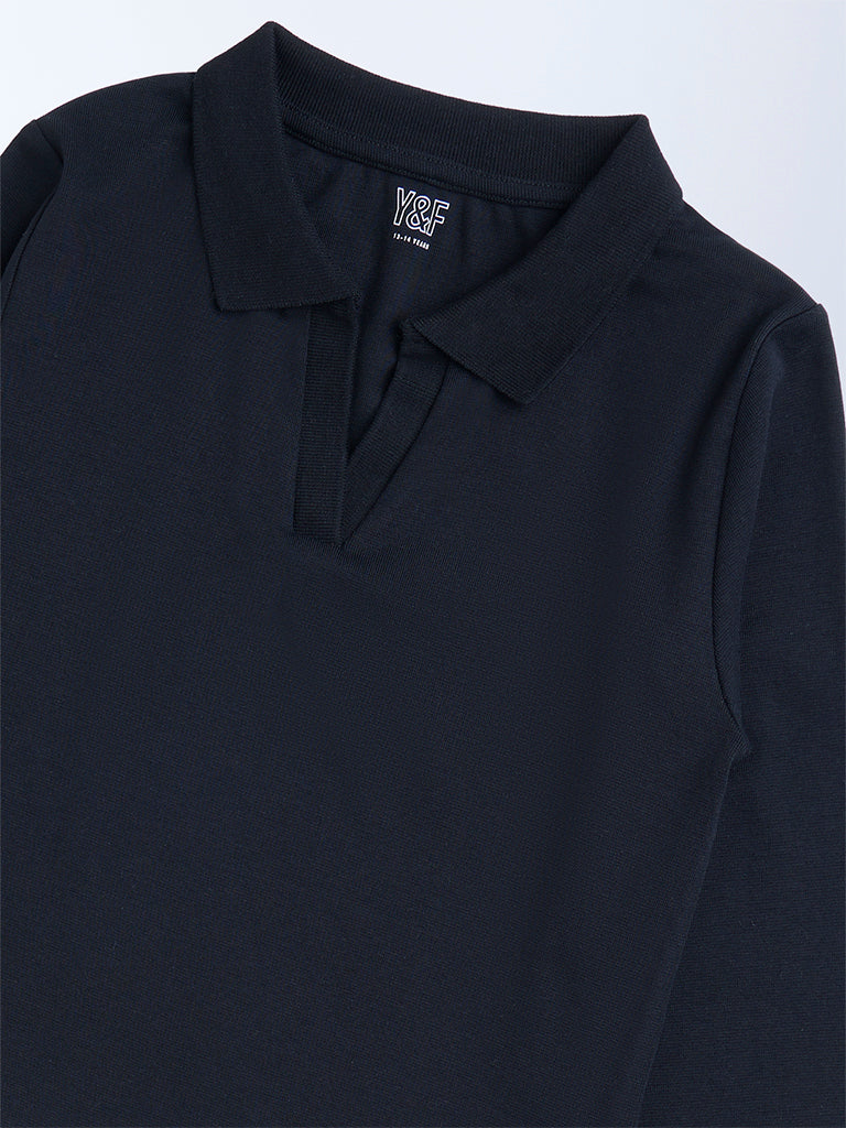 Y&F Kids Black Cotton-Blend Top