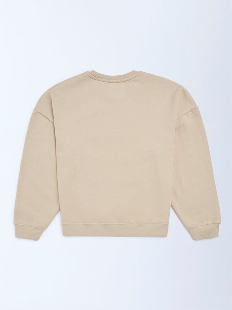Y&F Kids Beige Printed Sweatshirt