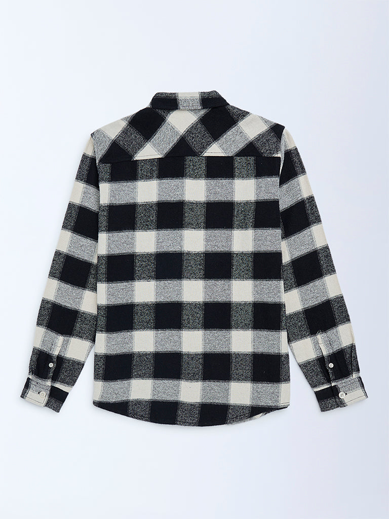 Y&F Kids Black Flannel Checkered Cotton Shirt
