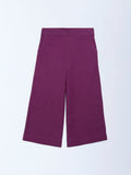 Utsa Kids Purple Solid Cotton-Blend Pants (2-8 years)