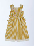 Utsa Kids Mustard Striped A-Line Cotton-Blend Dress - (8-14yrs)
