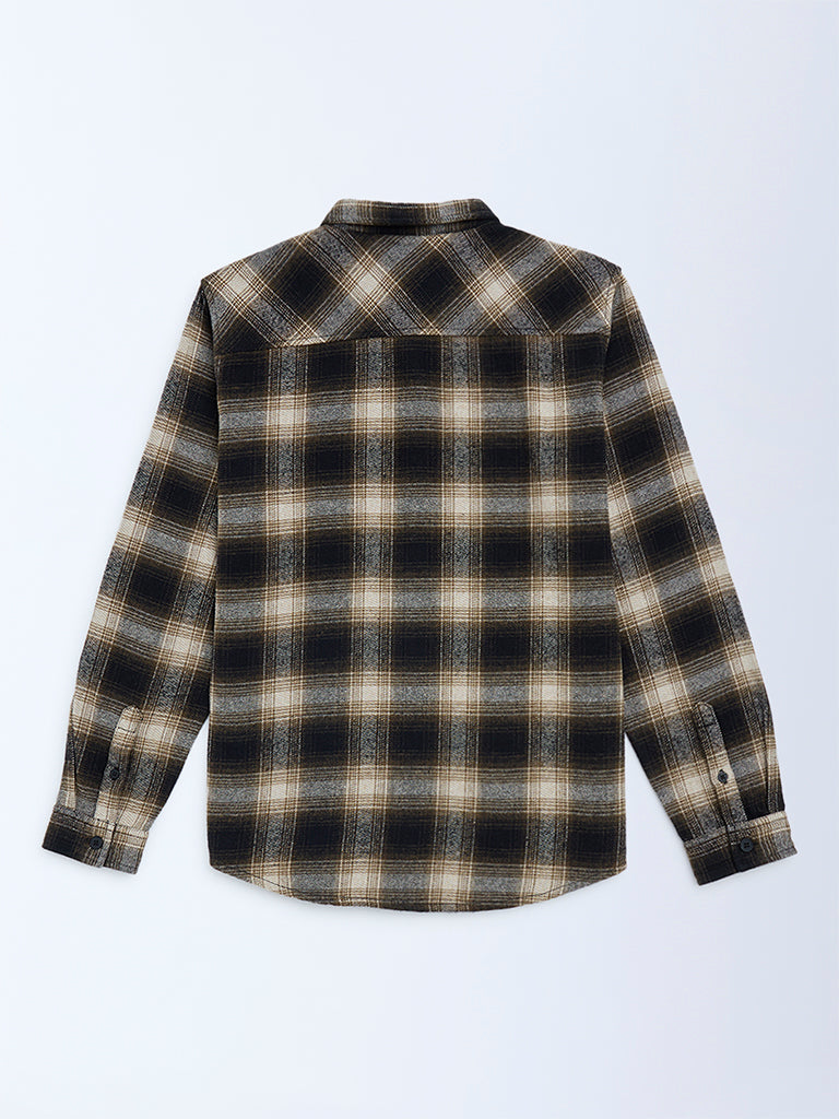 Y&F Kids Black Flannel Checks Design Cotton Shirt