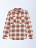 Y&F Kids Brown Checkered Cotton Shirt