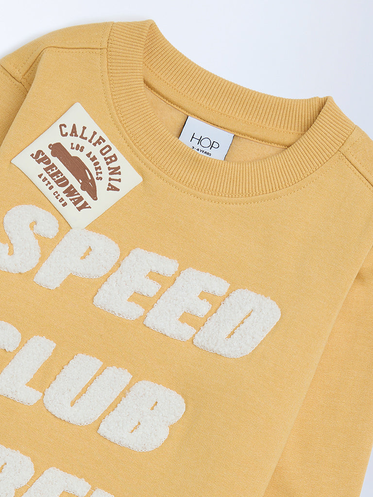 HOP Kids Yellow Typographic Cotton-Blend Sweatshirt