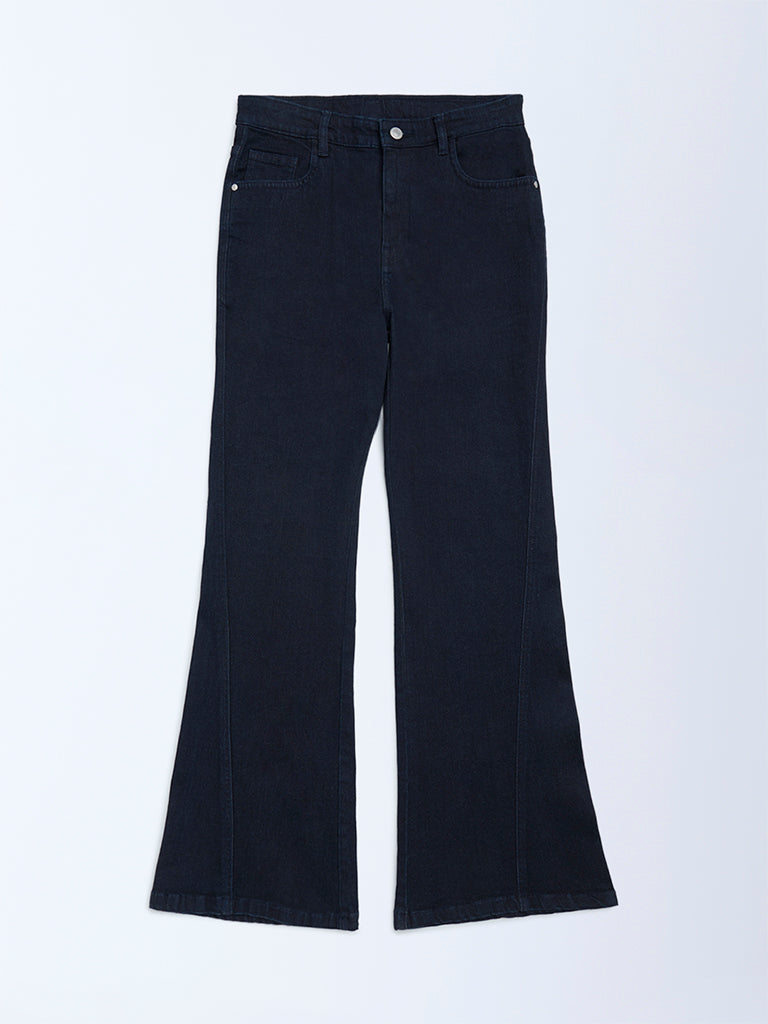 Y&F Kids Black High-Rise Bootcut Jeans