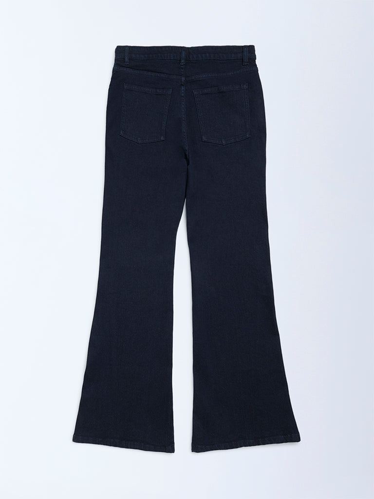Y&F Kids Black High-Rise Bootcut Jeans