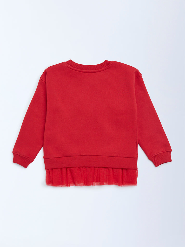 HOP Kids Red Bow Design Cotton-Blend Sweatshirt