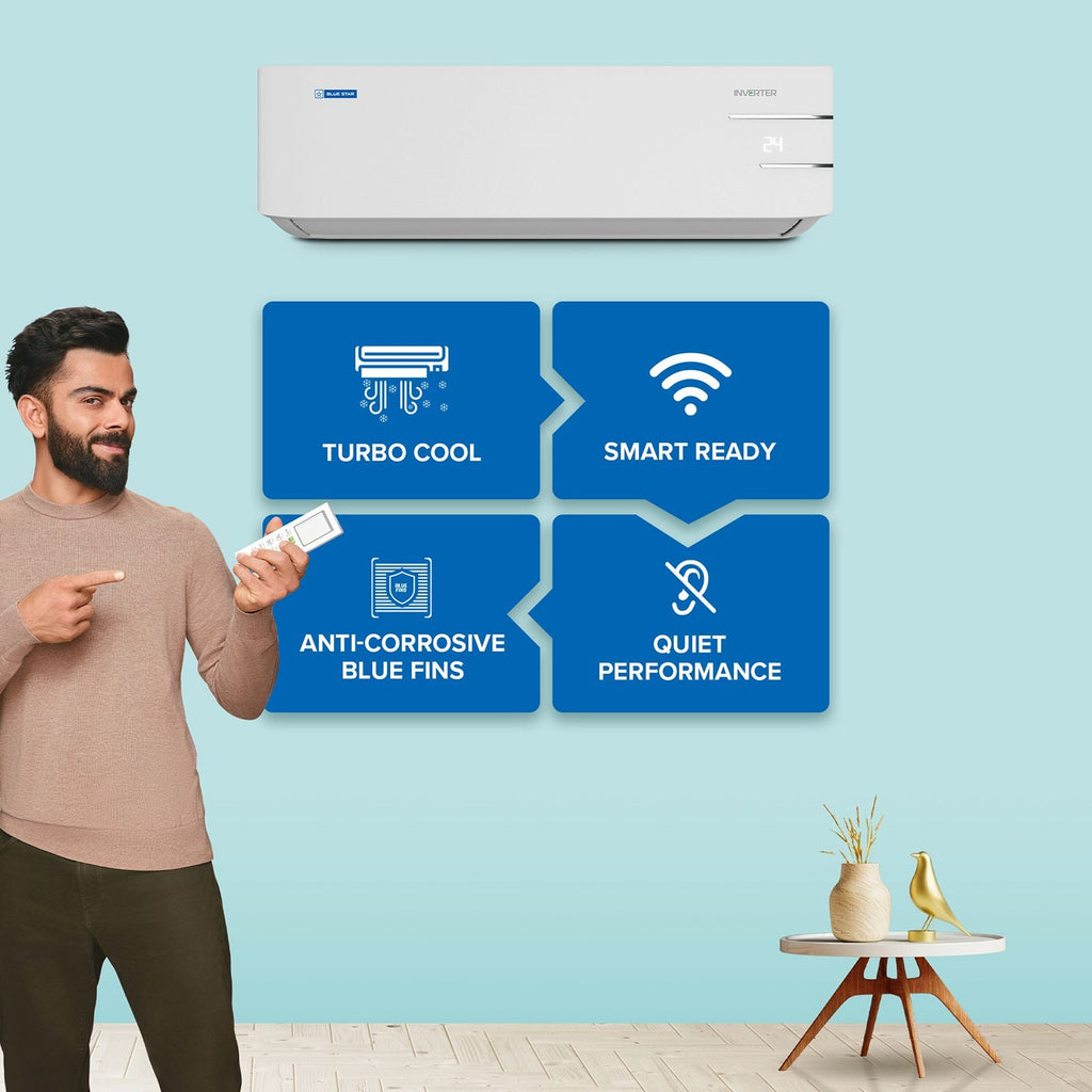Blue Star Y Series 5 in 1 Convertible 1.2 Ton 3 Star Inverter Split AC with Turbo Cool (Copper Condenser, IC315YNU)