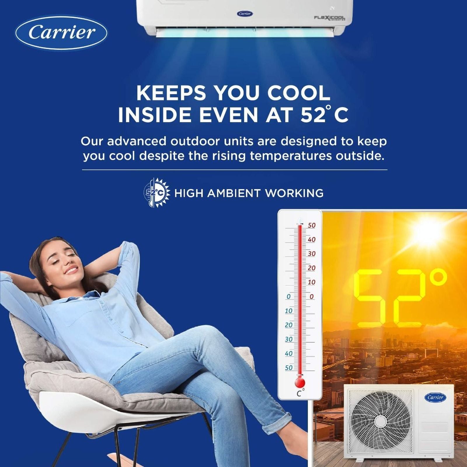 Carrier Ester Neo Plus Exi 6 in 1 Convertible 1.5 Ton 3 Star Inverter Split AC with Auto Cleanser (Copper Condenser, CAI18ER3R34F0)
