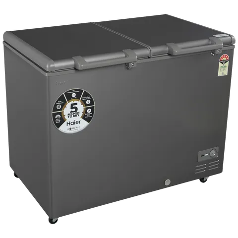 Haier Titanium 595 Litres 5 Star Double Door Deep Freezer with Stabilizer Free Operation (HFC-595DME5, Grey)