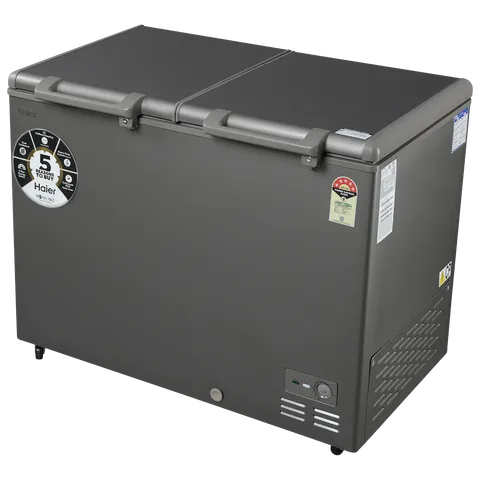 Haier Titanium 595 Litres 5 Star Double Door Deep Freezer with Stabilizer Free Operation (HFC-595DME5, Grey)