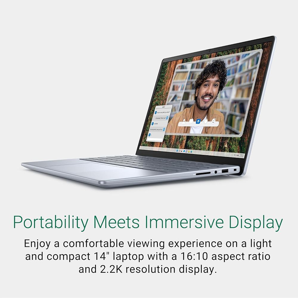 DELL Inspiron 5445 AMD Ryzen 7 8840U 8th Gen Thin & Light Laptop (16GB, 512GB SSD, Windows 11 Home, 14 inch FHD Plus Display, MS Office 2021, Ice Blue, 1.61 KG)