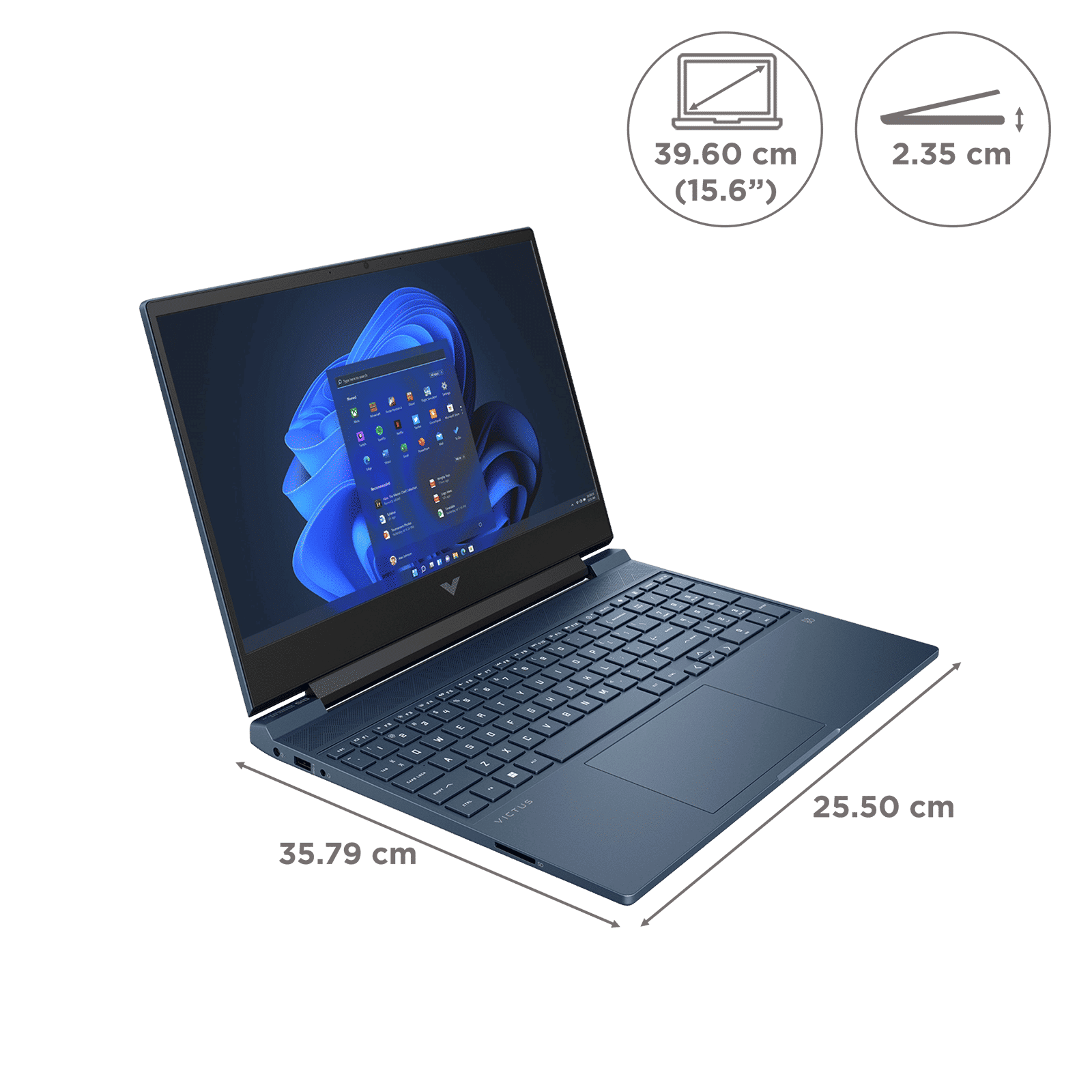 HP Victus 15-FA1411TX Intel Core i7 12th Gen Gaming Laptop (16GB, 512GB SSD, Windows 11 Home, 4GB Graphics, 15.6 inch 144 Hz Full HD IPS Display, NVIDIA GeForce RTX 3050, MS Office Home & Student 2021, Performance Blue, 2.29 KG)