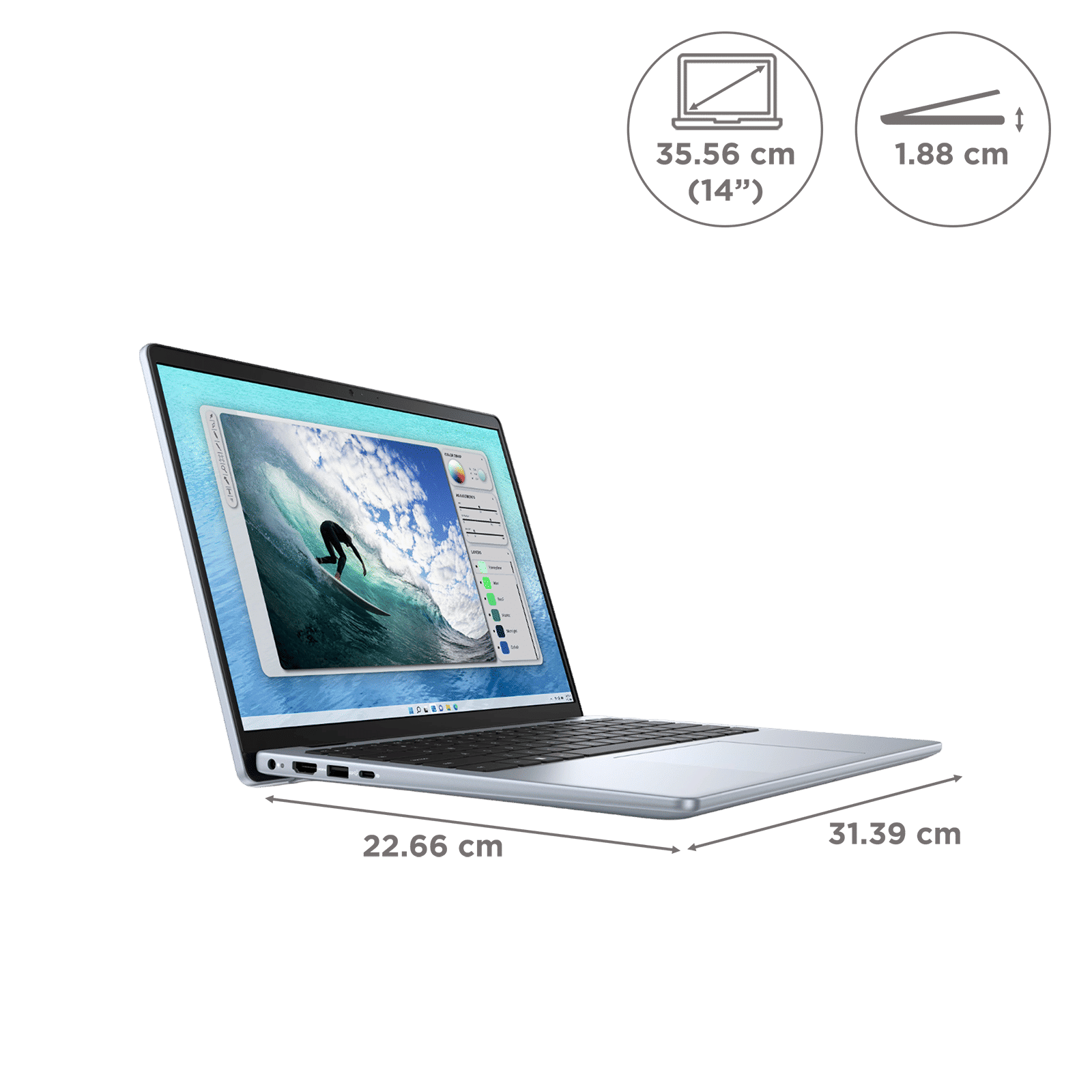 DELL Inspiron 14 5440 Intel Core i5 13th Gen Thin & Light Laptop (16GB, 512GB SSD, Windows 11, 14 inch Full HD IPS Display, MS Office 2021, Ice Blue, 1.54 KG)