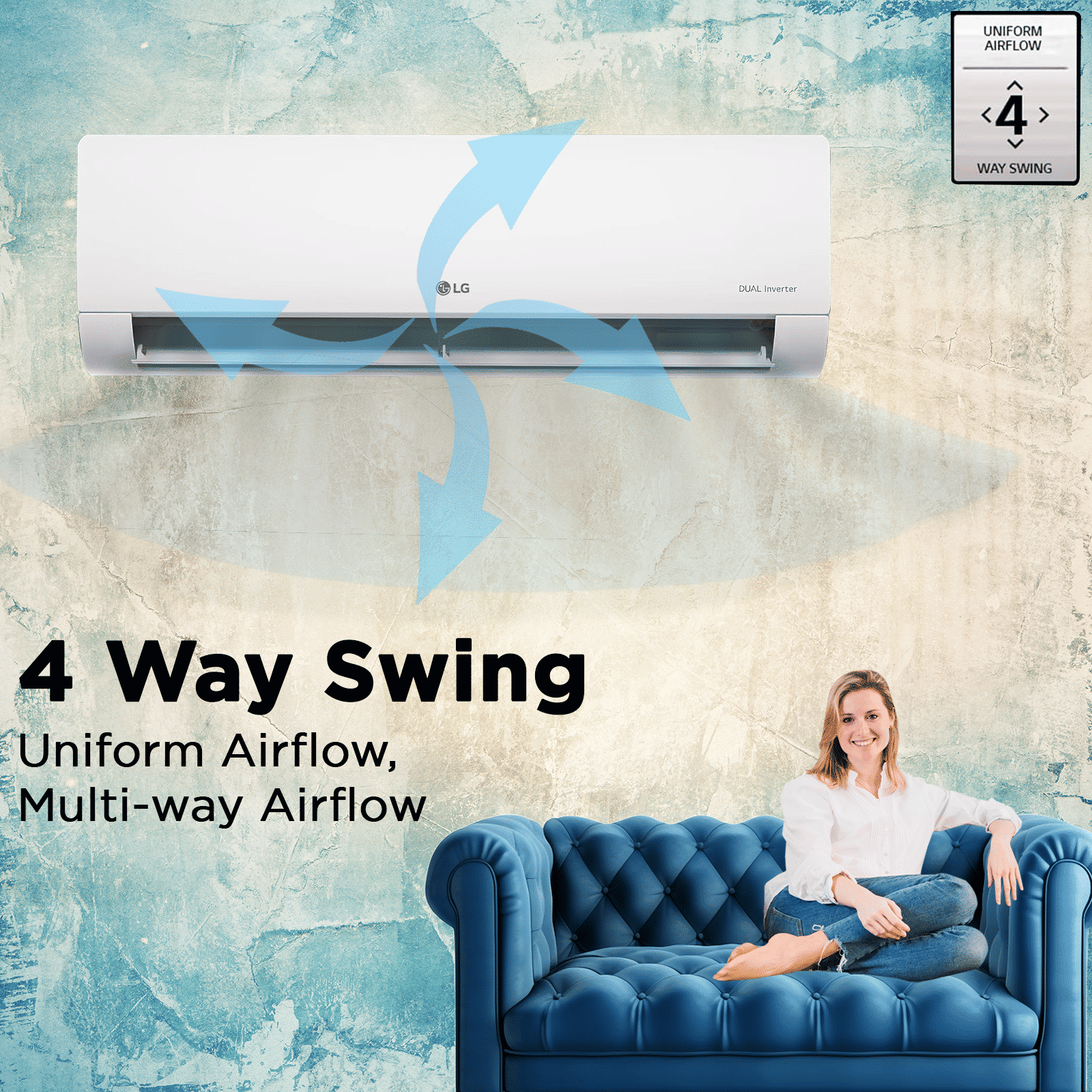 LG 6 in 1 Convertible 1.5 Ton 5 Star Dual Inverter Split AC with HD Filter (2025 Model, Copper Condenser, US-Q19ANZE.ANLG)