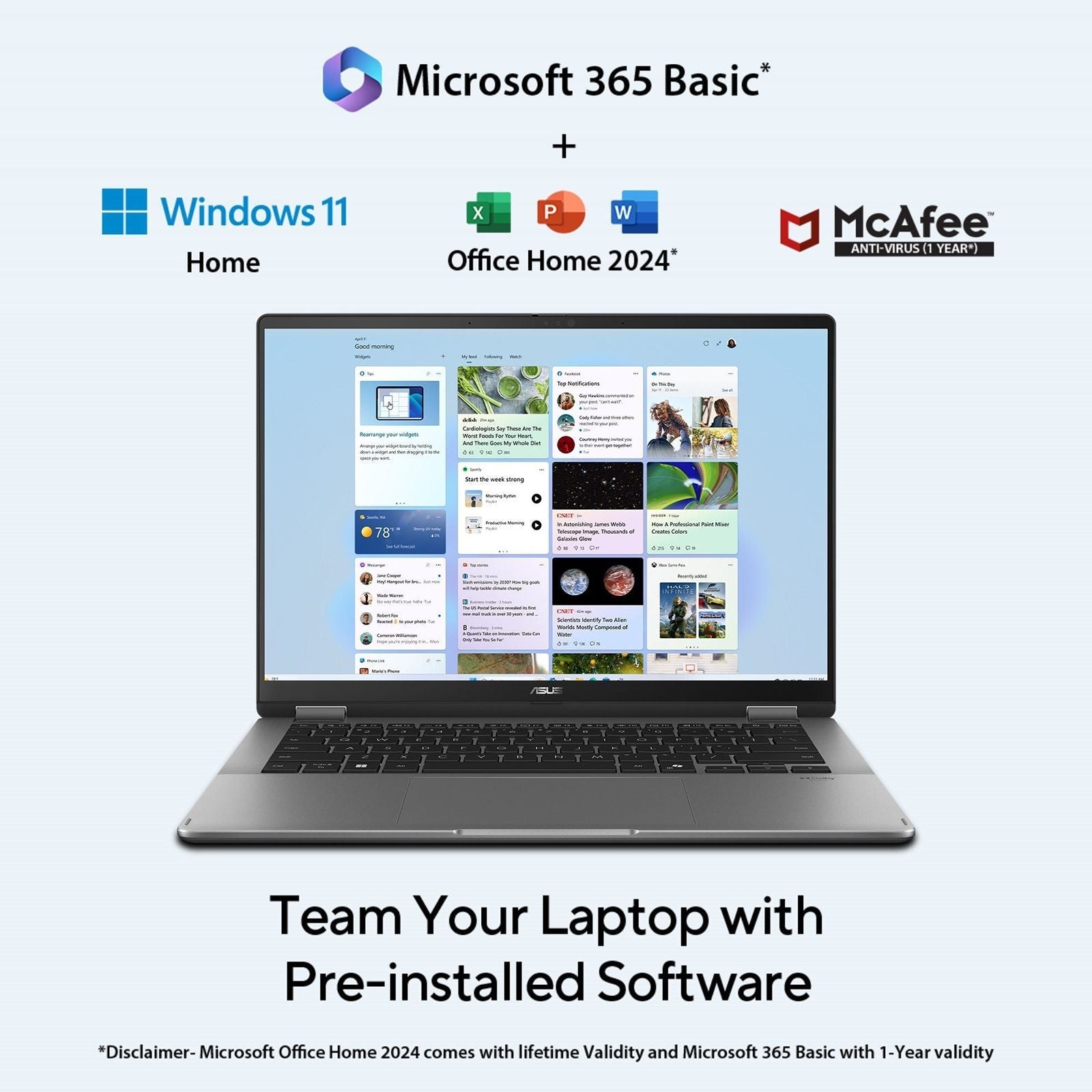 ASUS Vivobook 14 Flip Intel Core Ultra 5 Touchscreen 2-in-1 Laptop (16GB, 512GB SSD, Windows 11 Home, 14 inch OLED Display, MS Office Home 2024 & MS 365 Basic, Matte Gray, 1.57 KG)