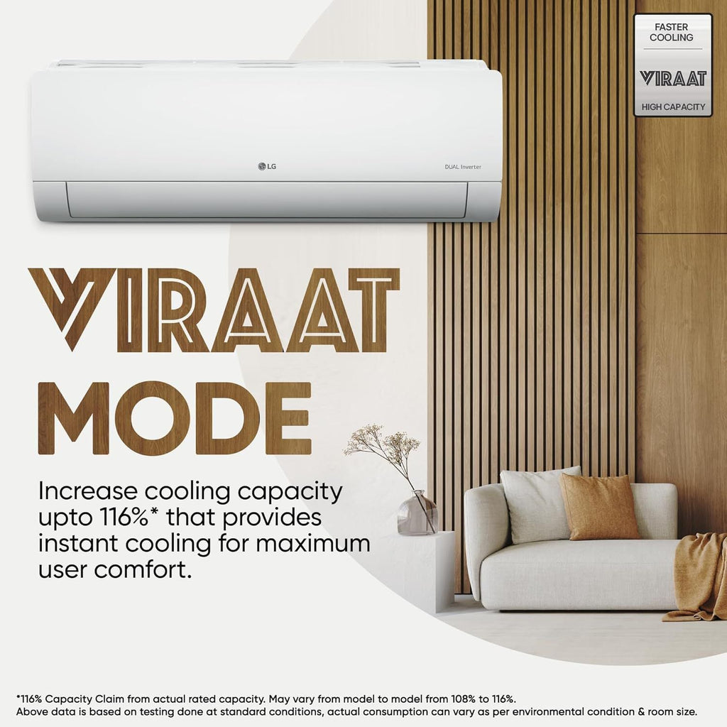 LG 6 in 1 Convertible 1.5 Ton 3 Star Dual Inverter Split AC with 6 Step Fan Speed (2025 Model, Copper Condenser, US-Q18RNXE.AMLG)
