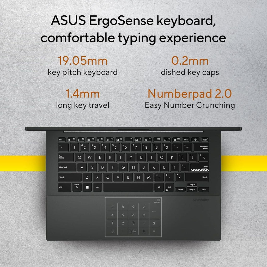 ASUS Vivobook Go 14 AMD Ryzen 3 7320U Thin & Light Laptop (8GB, 512GB SSD, Windows 11 Home, 14 inch Full HD Display, MS Office Home 2024, Mixed Black, 1.38 KG)