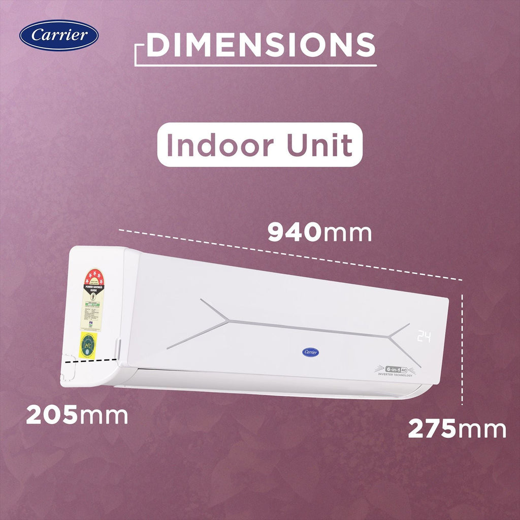 Carrier ESTER EDGE FXi 6 in 1 Convertible 1.5 Ton 4 Star Inverter Split AC with Intelligent CRF Alert (Copper Condenser, CAI19EE4R35F0)