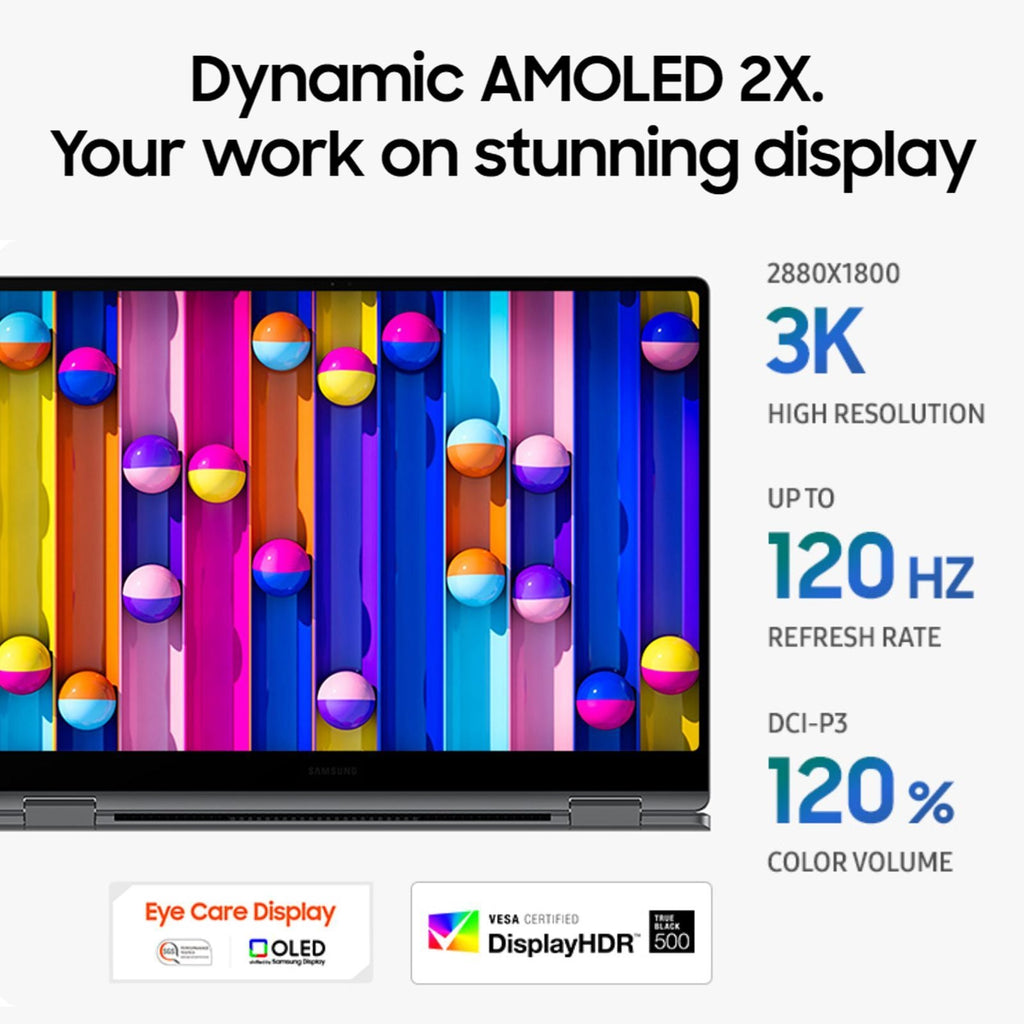 SAMSUNG Galaxy Book5 Pro 360 Intel Core Ultra 7 Touchscreen 2-in-1 Laptop (16GB, 512GB SSD, Windows 11 Home, 8GB Graphics, 15.9 inch WQXGA Plus AMOLED Display, MS Office 2021, Gray, 1.69 KG)
