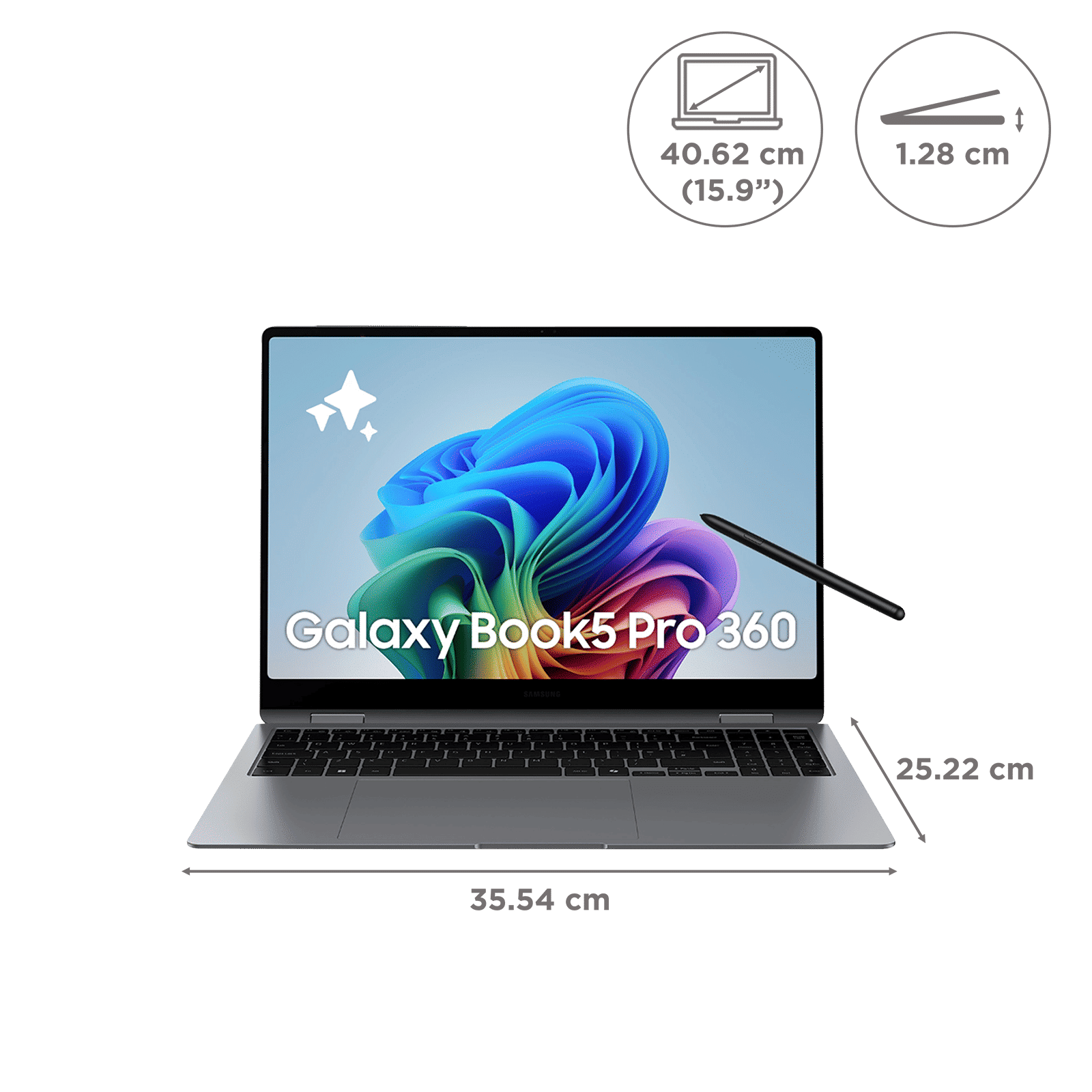 SAMSUNG Galaxy Book5 Pro 360 Intel Core Ultra 7 Touchscreen 2-in-1 Laptop (16GB, 512GB SSD, Windows 11 Home, 8GB Graphics, 15.9 inch WQXGA Plus AMOLED Display, MS Office 2021, Gray, 1.69 KG)