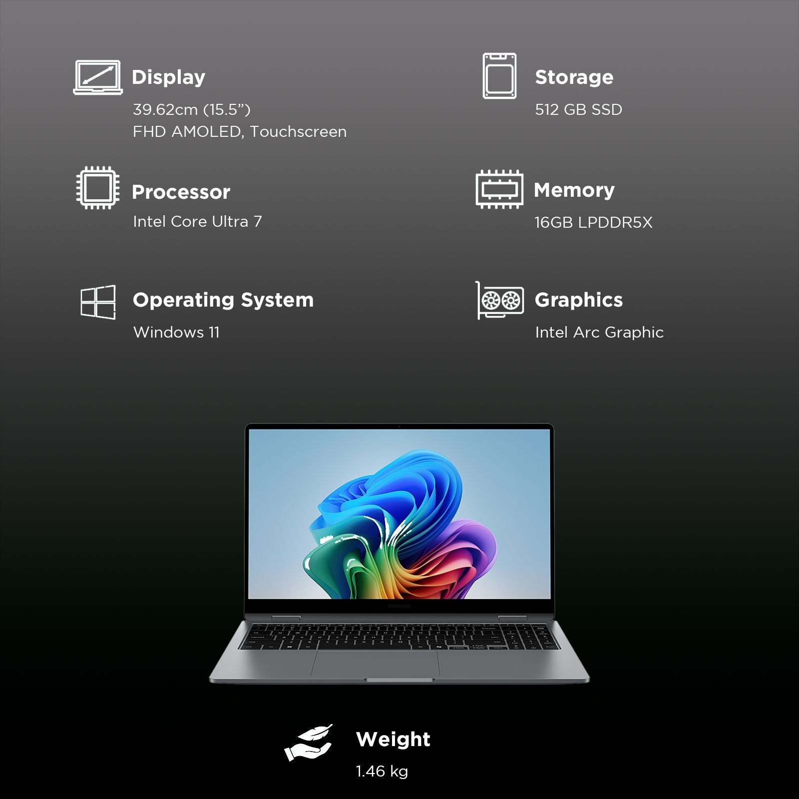 SAMSUNG Galaxy Book5 360 Intel Core Ultra 7 Touchscreen Thin & Light Laptop