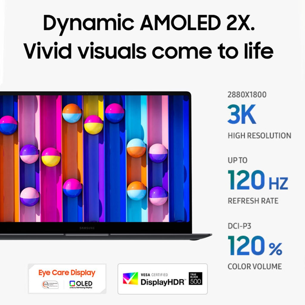 SAMSUNG Galaxy Book5 Pro Intel Core Ultra 7 Touchscreen Thin & Light Laptop (16GB, 512GB SSD, Windows 11 Home, 8GB Graphics, 14 inch WQXGA Plus AMOLED Display, MS Office 2021, Gray, 1.23 KG)