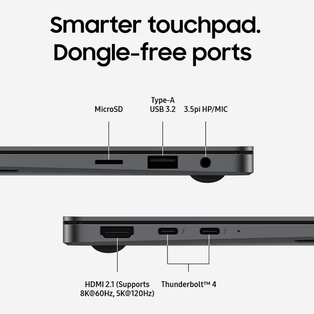SAMSUNG Galaxy Book5 Pro Intel Core Ultra 7 Touchscreen Thin & Light Laptop (16GB, 512GB SSD, Windows 11 Home, 8GB Graphics, 14 inch WQXGA Plus AMOLED Display, MS Office 2021, Gray, 1.23 KG)