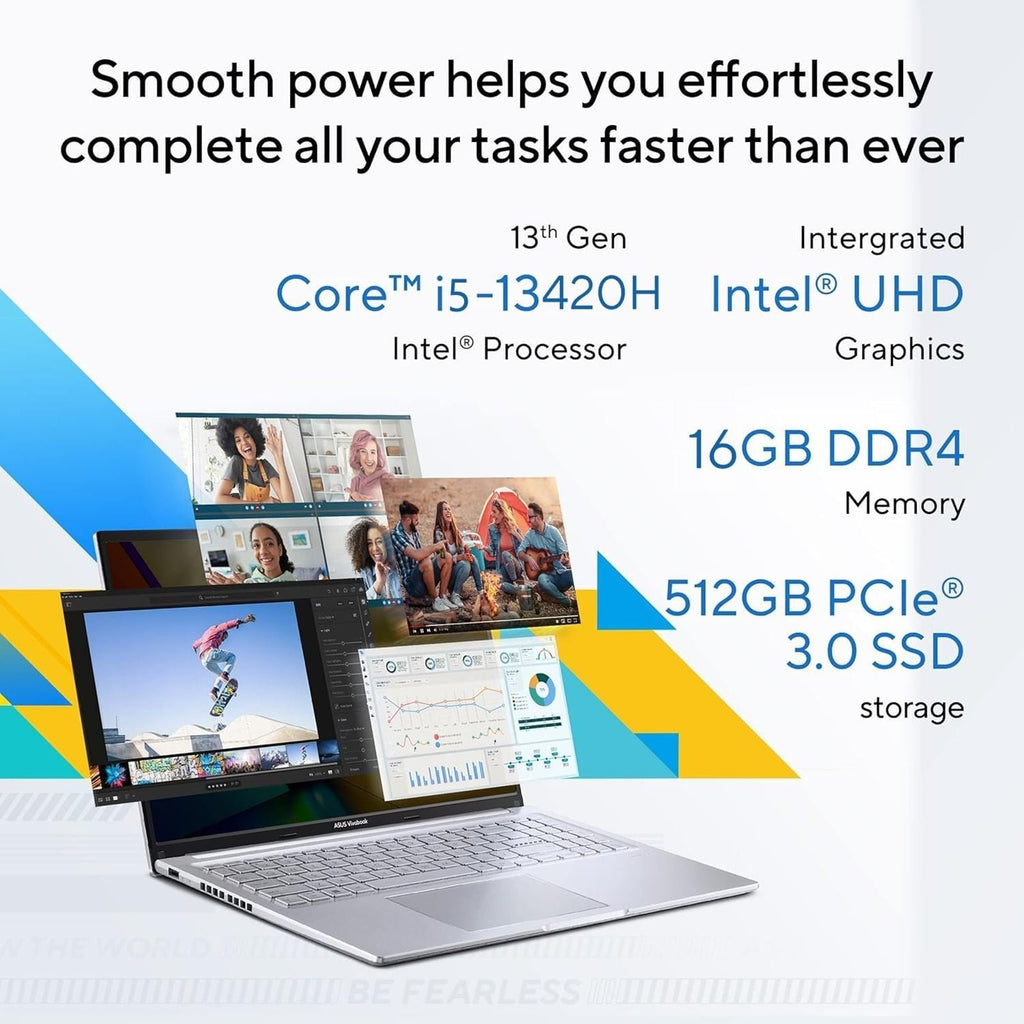 ASUS Vivobook 16 X1605VA-MB1627WS Intel Core i5 13th Gen Thin & Light Laptop (16GB, 512GB SSD, Windows 11 Home, 16 inch WUXGA IPS Display, MS Office 2024, Cool Silver, 1.88 KG)