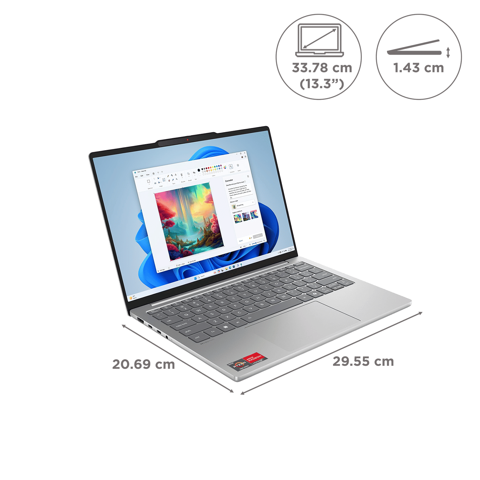 Lenovo IdeaPad Slim 5 13ARP10 AMD Ryzen 7 Thin & Light Laptop (16GB, 512GB SSD, Windows 11 Home, 13.3 inch WUXGA IPS Display, MS Office Home 2024, Cloud Grey, 1.15 KG)