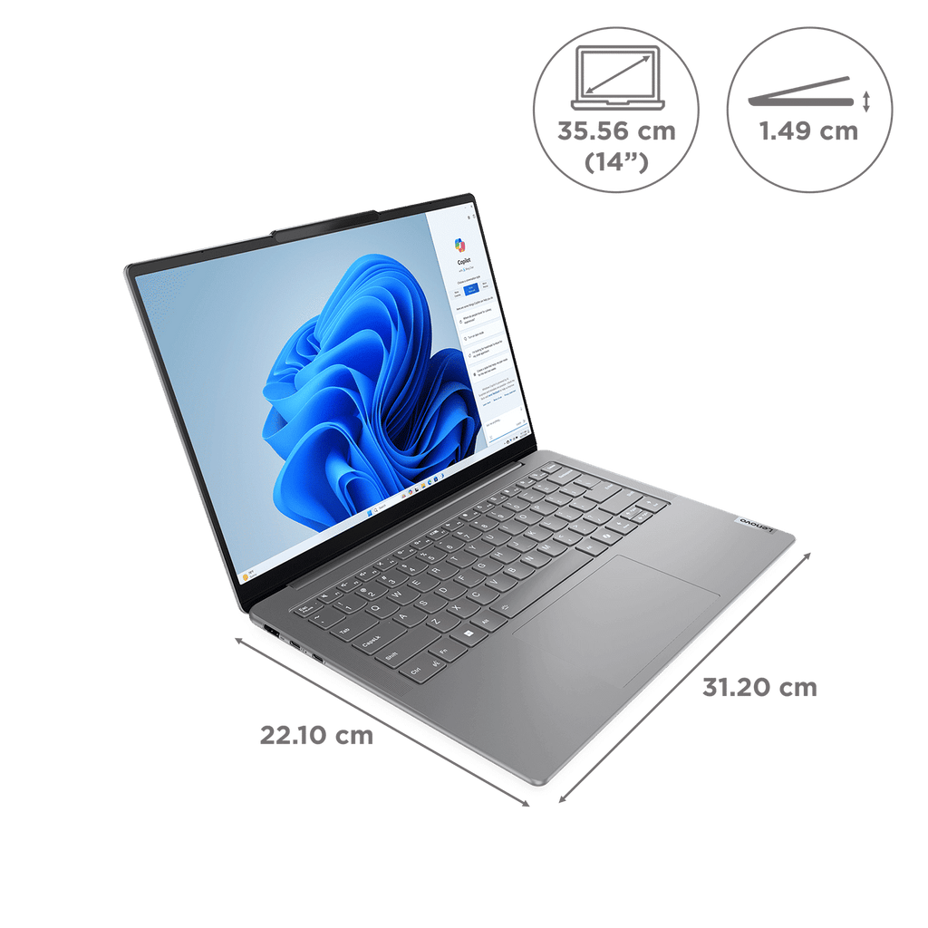 Lenovo Yoga Slim 7 14IMH9 Intel Core Ultra 5 Laptop (16GB, 1TB SSD, Windows 11 Home, 14 inch WUXGA OLED Display, MS Office 2024, Luna Grey, 1.39 KG)