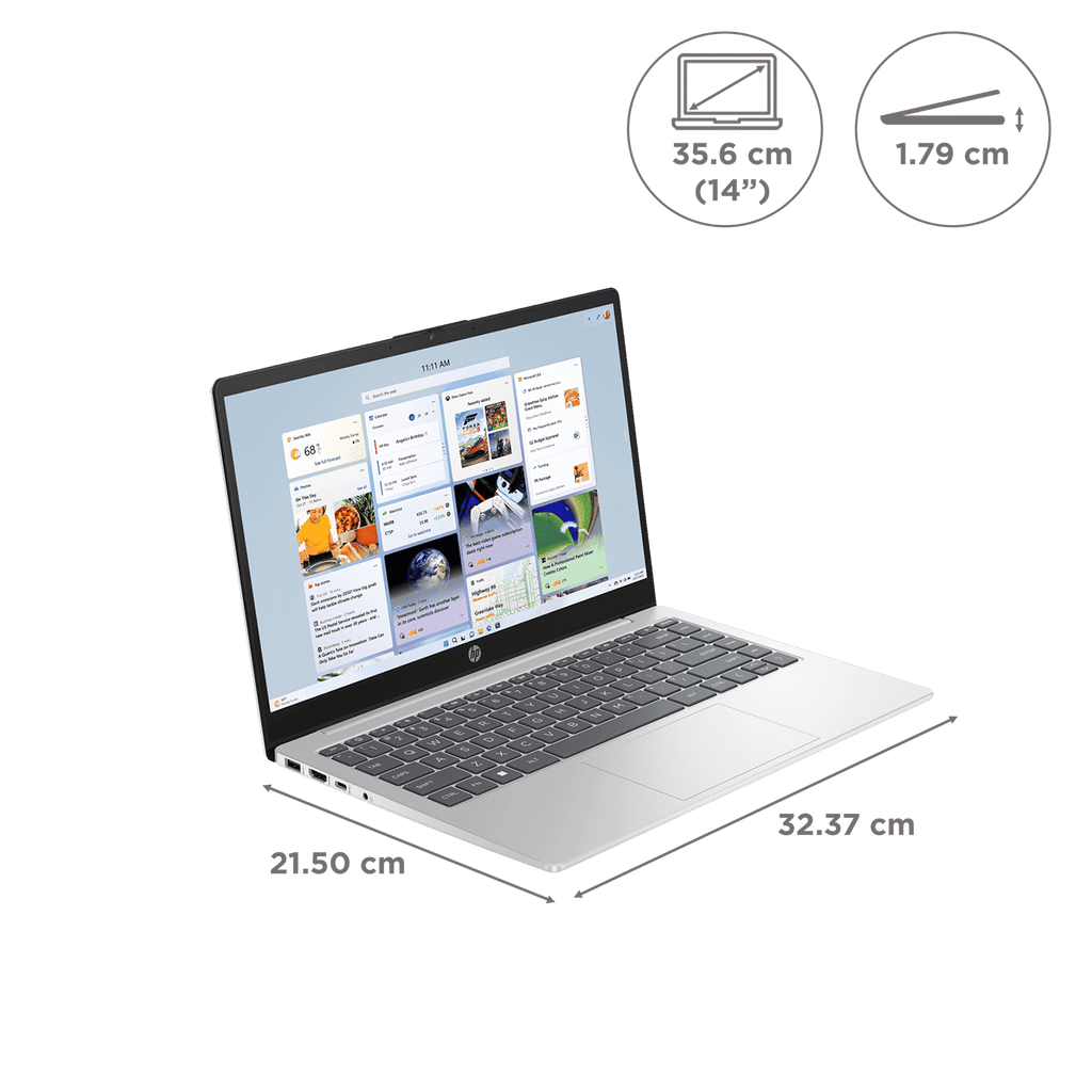 HP Core 14-gr0002TU Intel Core i5 13th Gen Thin & Light Laptop (16GB, 512GB SSD, Windows 11 Home, 14 inch, Full HD Display, MS Office Home 2024, Natural Silver, 1.40 KG)