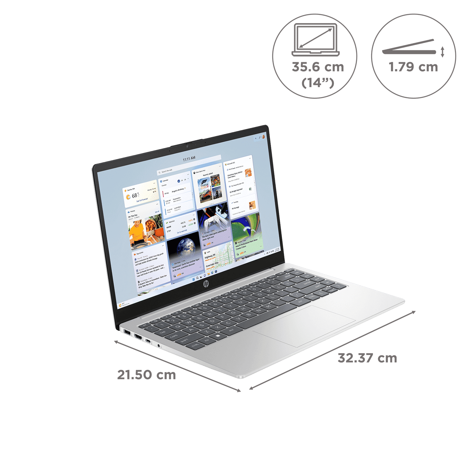 HP Core 14-gr0002TU Intel Core i5 13th Gen Thin & Light Laptop (16GB, 512GB SSD, Windows 11 Home, 14 inch, Full HD Display, MS Office Home 2024, Natural Silver, 1.40 KG)