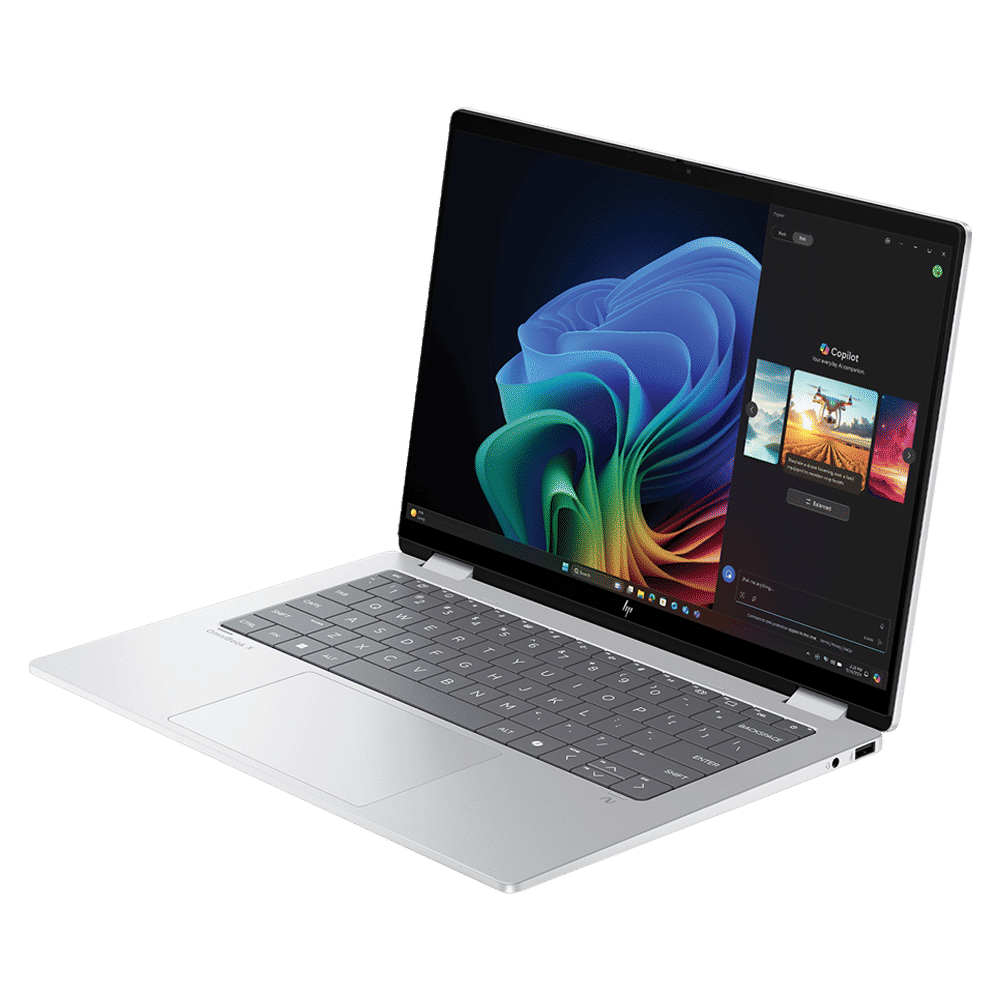 HP OmniBook X Flip 14-fm0058TU Intel Core Ultra 5 Touchscreen Thin & Light Laptop (16GB, 512GB SSD, Windows 11 Home, 14 inch 3K OLED Display, MS Office Home 2024, Glacier Silver, 1.38 KG)