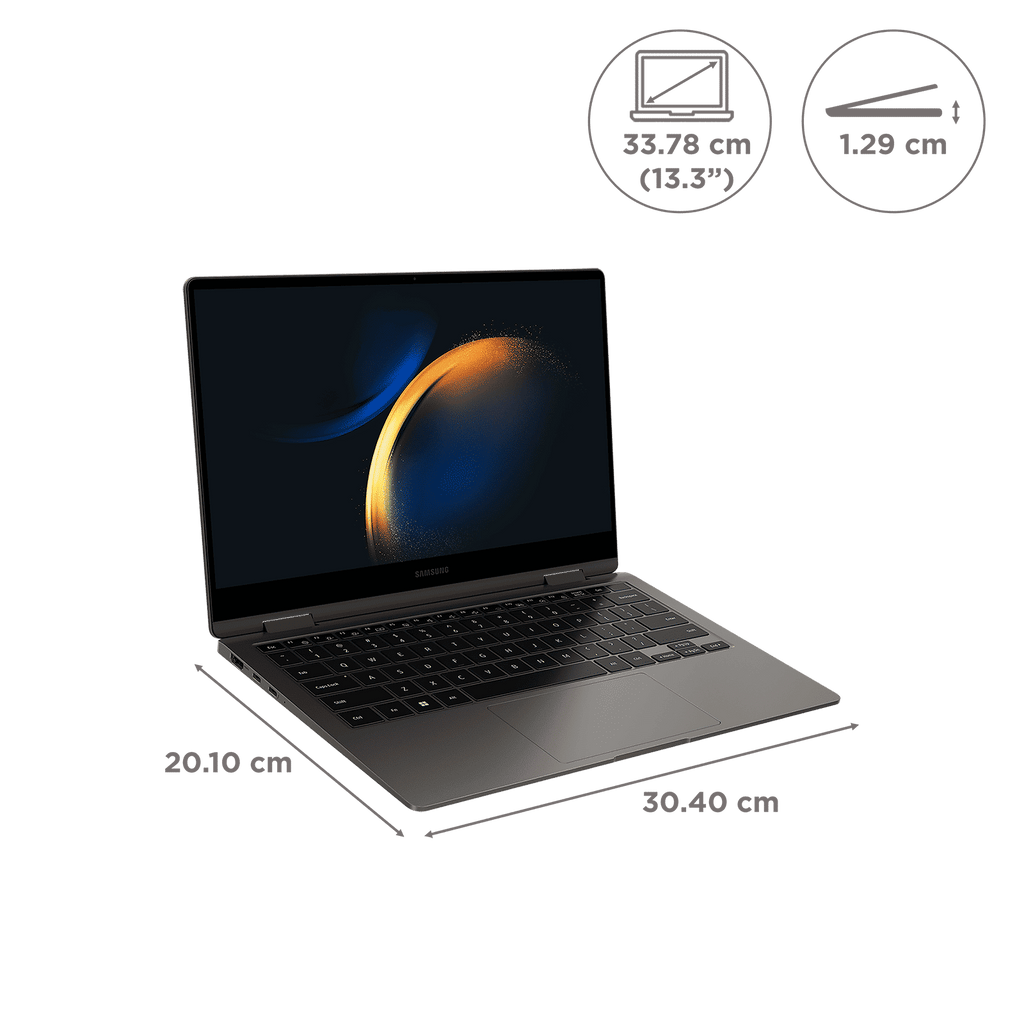 SAMSUNG Galaxy Book3 360 Intel Evo Core i5 13th Gen 2-in-1 Laptop (16GB, 512GB SSD, Windows 11 Home, 13.3 inch Full HD Super AMOLED Display, MS Office 2024, Graphite Grey, 1.16 KG)