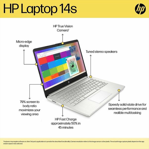 HP 14-ep0294TU Intel Core i3 13th Gen Laptop (8GB, 512GB SSD, Windows 11 Home, 14 inch Full HD Display, MS Office 2024, Natural Silver, 1.4 KG)